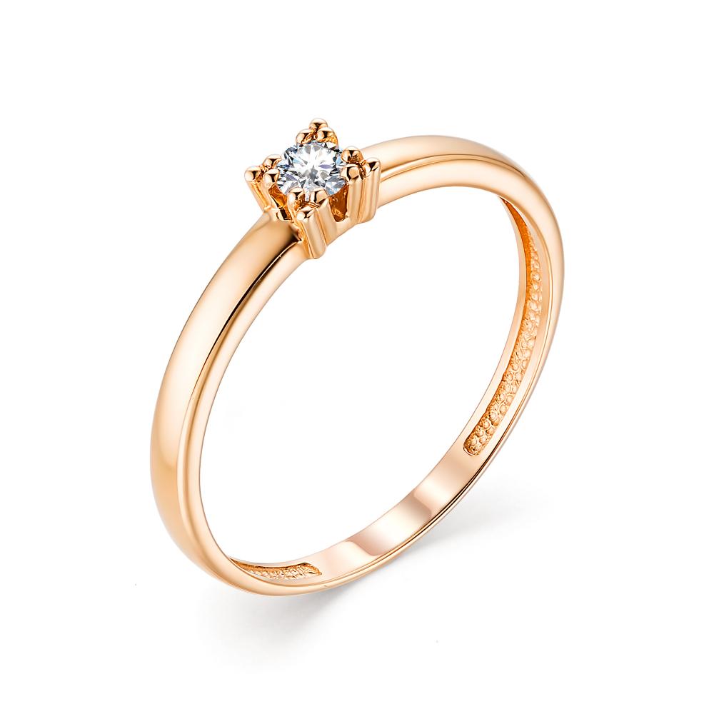 Золотое кольцо АЛЬКОР 13145-100 с бриллиантом