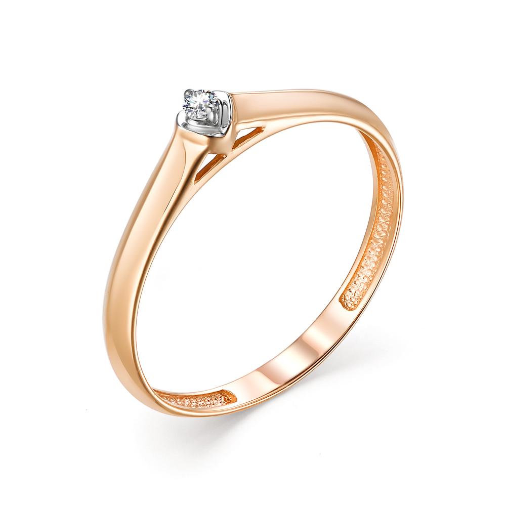 Золотое кольцо АЛЬКОР 13229-100 с бриллиантом