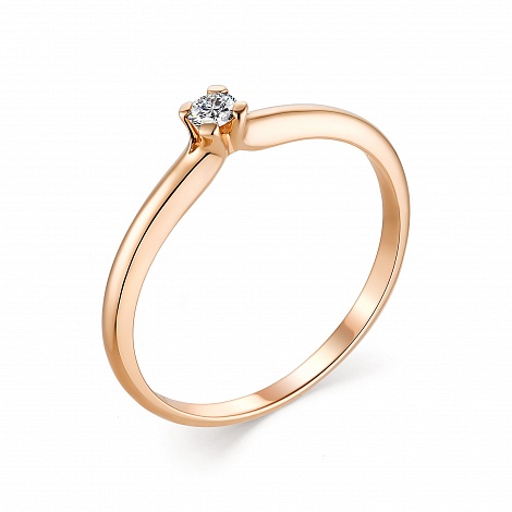Золотое кольцо АЛЬКОР 13249-100 с бриллиантом