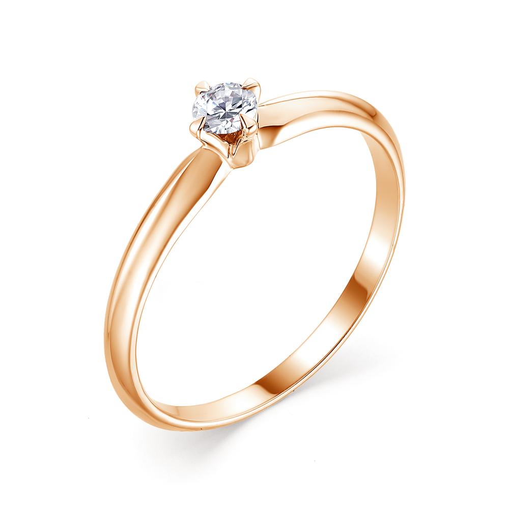 Золотое кольцо АЛЬКОР 13356-100 с бриллиантом