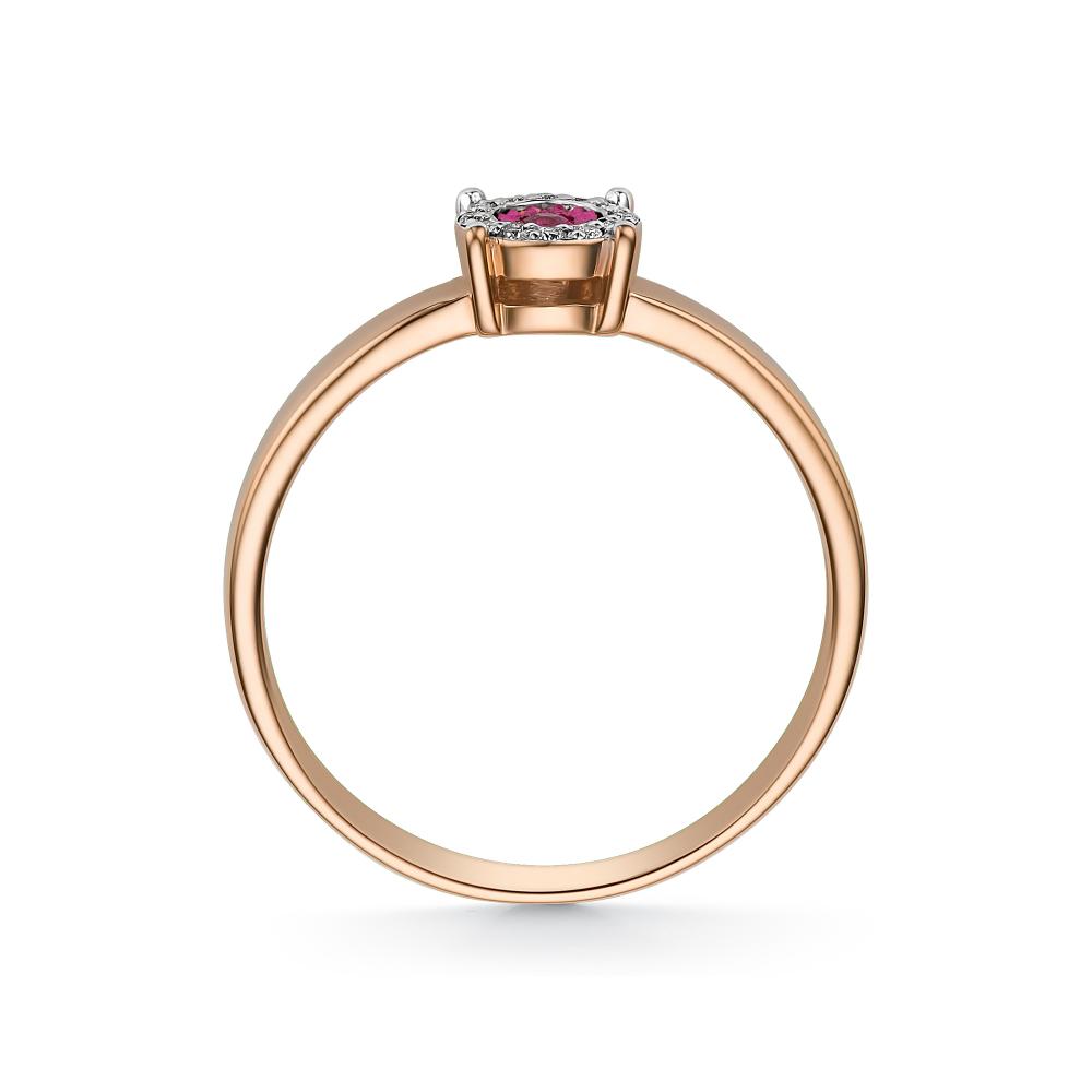 Золотое кольцо АЛЬКОР 13395-103 с бриллиантом и рубином