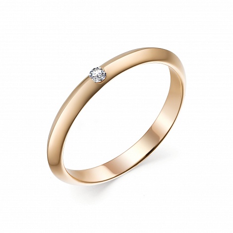 Золотое кольцо АЛЬКОР 13424-100 с бриллиантом