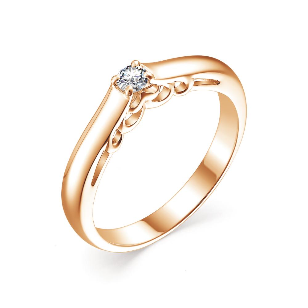 Золотое кольцо АЛЬКОР 13464-100 с бриллиантом