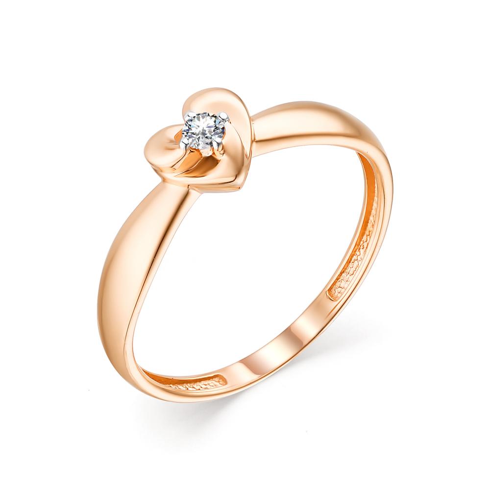 Золотое кольцо АЛЬКОР 13466-100 с бриллиантом
