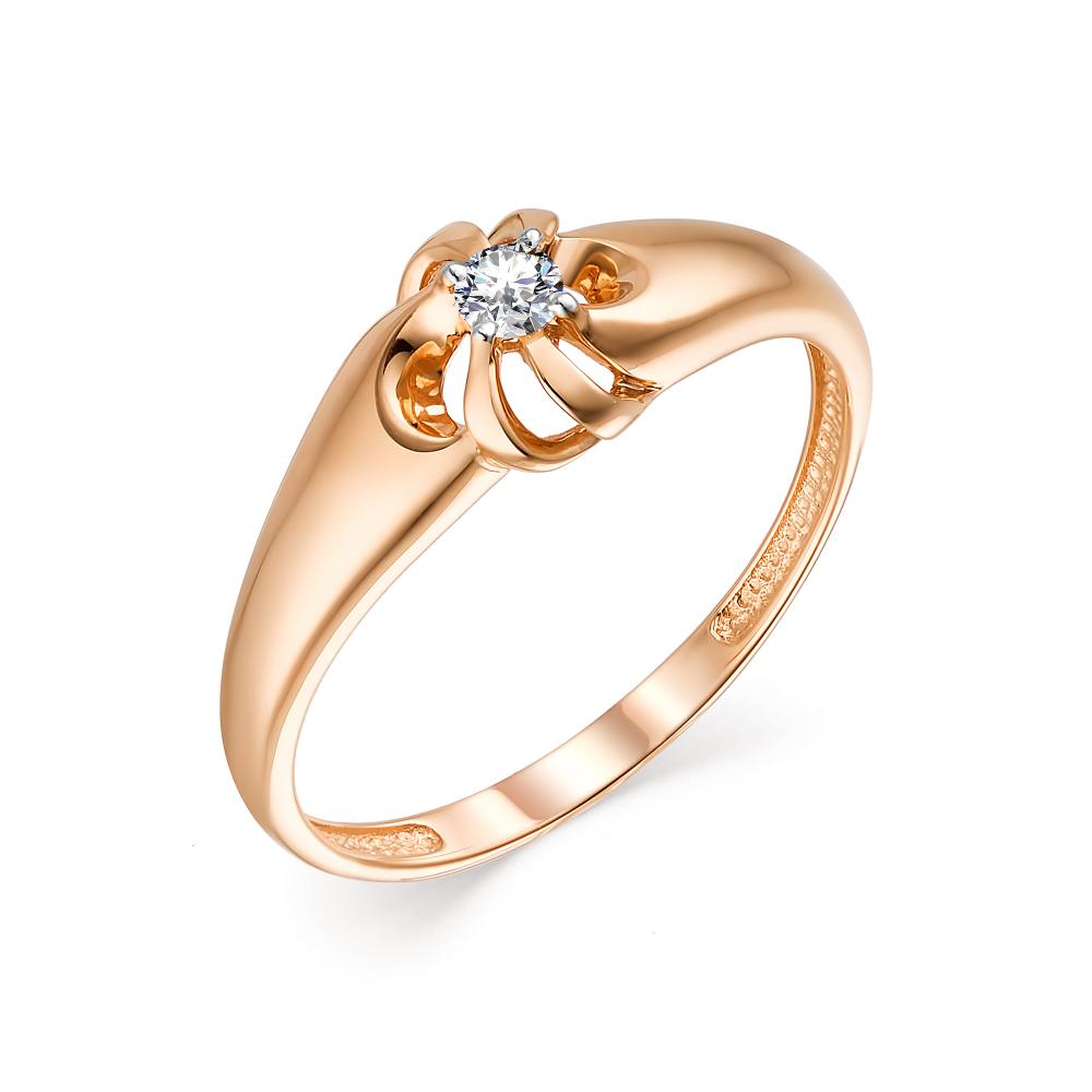 Золотое кольцо АЛЬКОР 13511-100 с бриллиантом