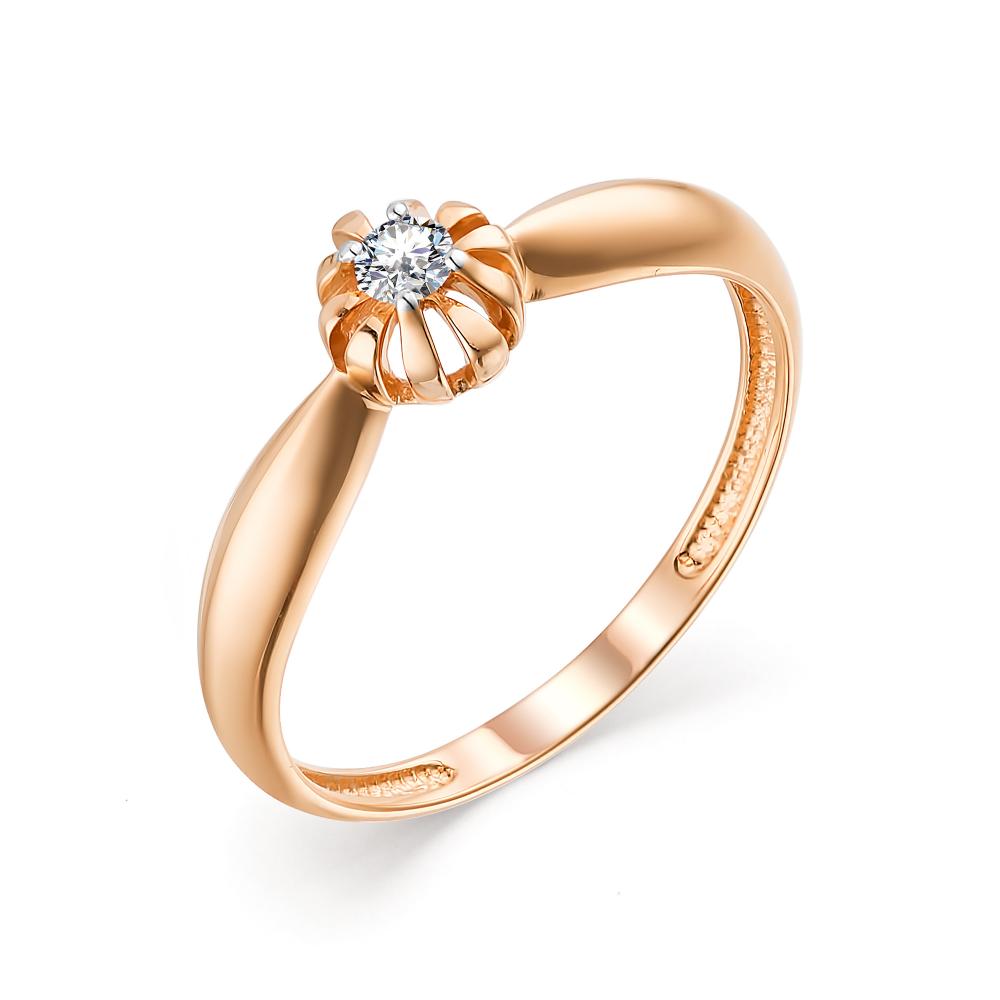 Золотое кольцо АЛЬКОР 13512-100 с бриллиантом