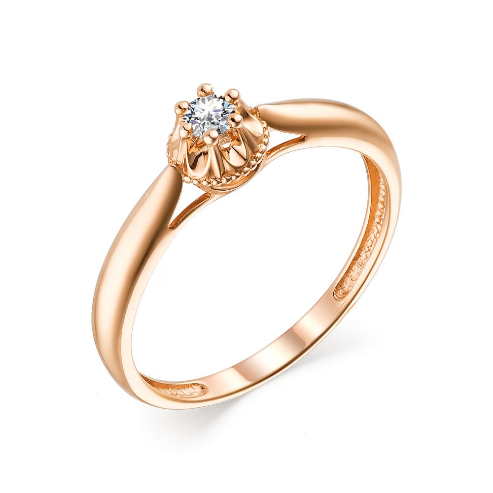 Золотое кольцо АЛЬКОР 13532-100 с бриллиантом