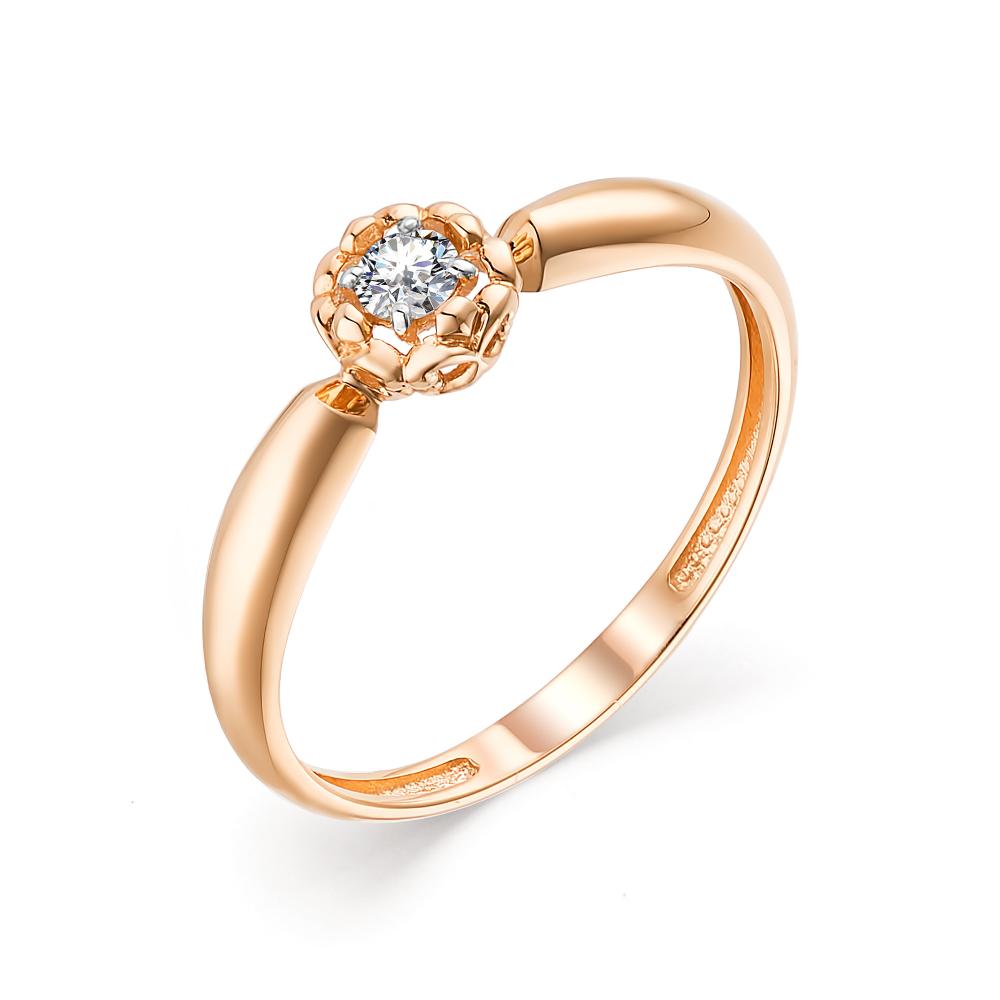 Золотое кольцо АЛЬКОР 13569-100 с бриллиантом