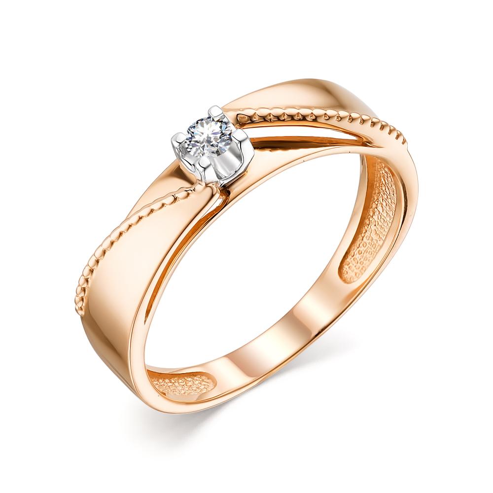 Золотое кольцо АЛЬКОР 13577-100 с бриллиантом