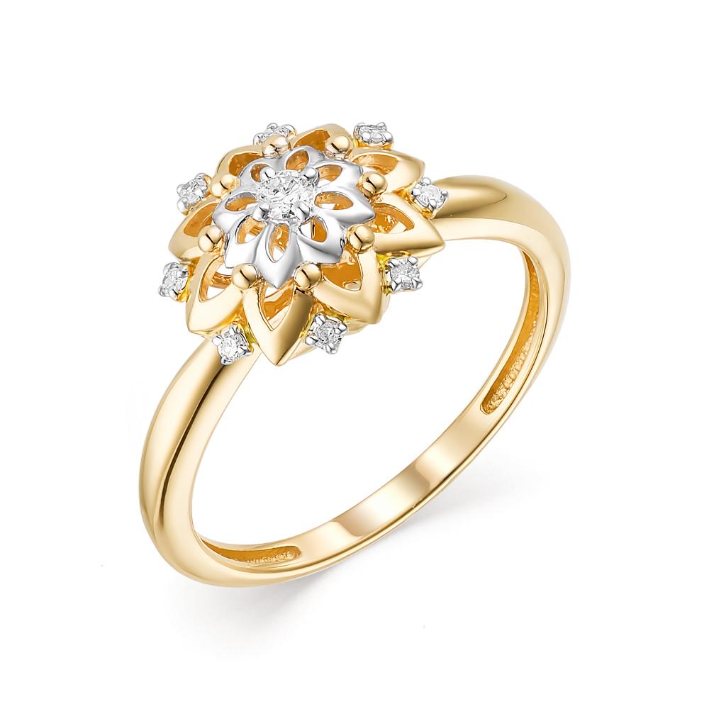 Кольцо из лимонного золота АЛЬКОР 13595-300 с бриллиантом