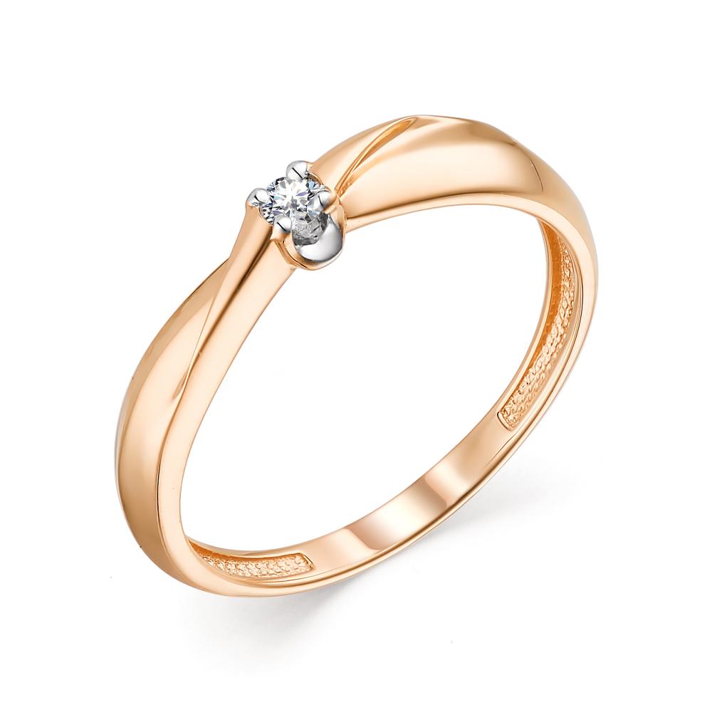 Золотое кольцо АЛЬКОР 13625-100 с бриллиантом