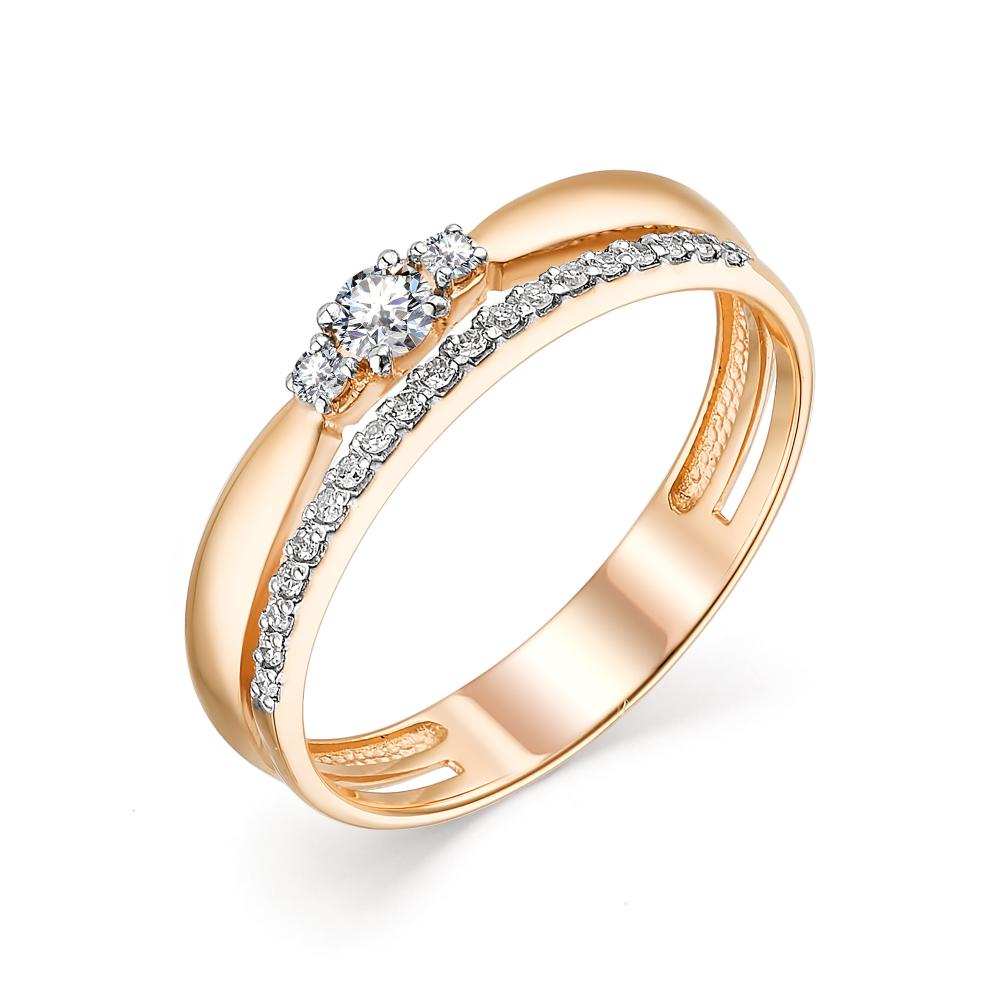 Золотое кольцо АЛЬКОР 13627-100 с бриллиантом