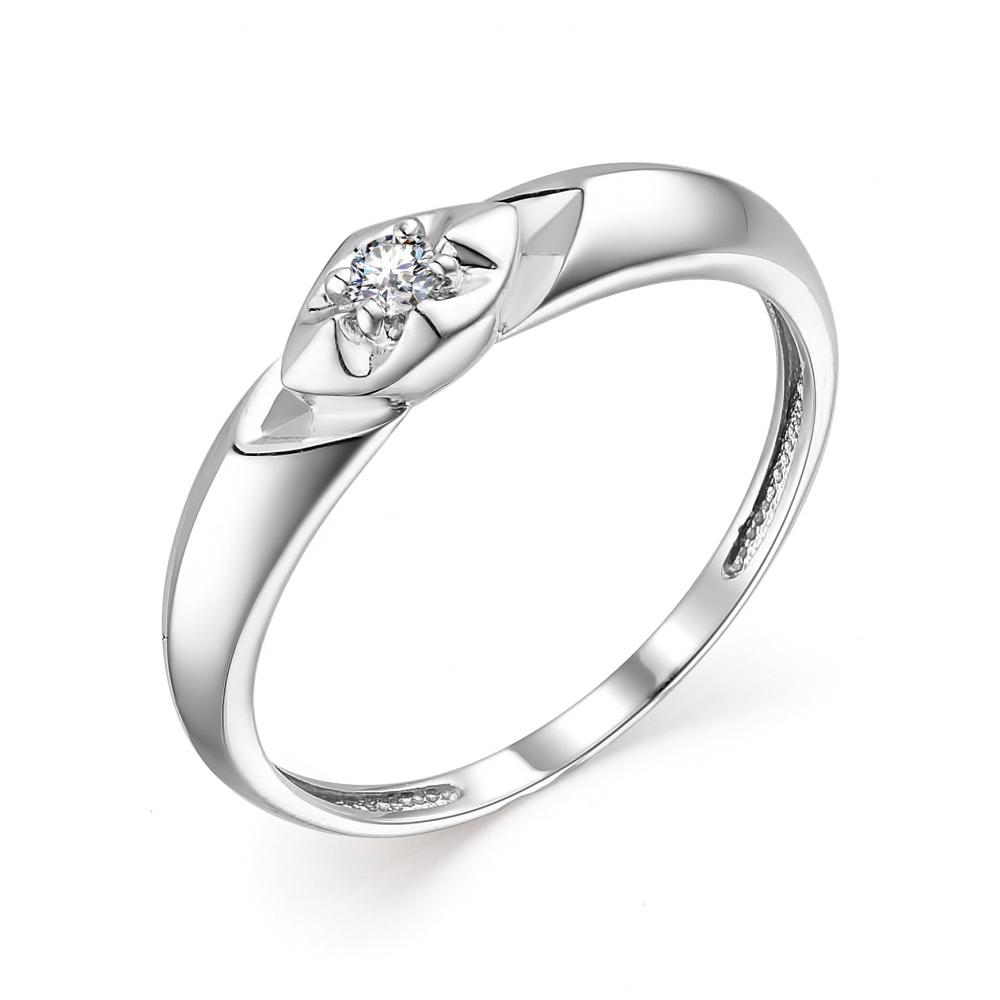 Кольцо из белого золота АЛЬКОР 13656-200 с бриллиантом