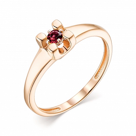 Золотое кольцо АЛЬКОР 13704-103 с рубином
