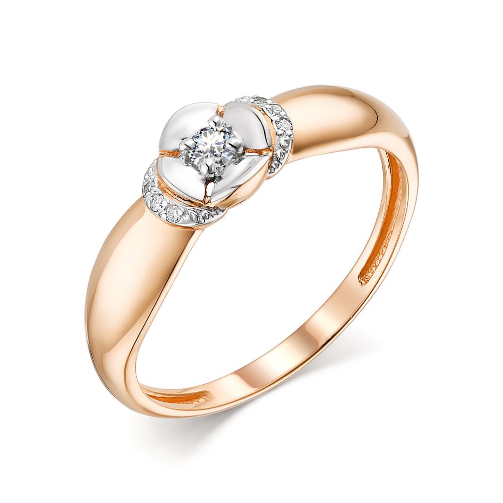 Золотое кольцо АЛЬКОР 13711-100 с бриллиантом