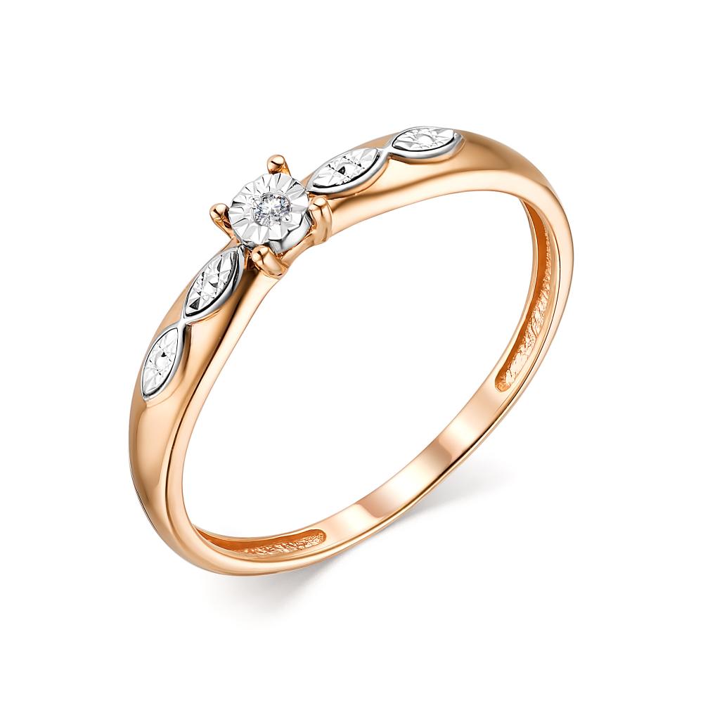 Золотое кольцо АЛЬКОР 13741-100 с бриллиантом