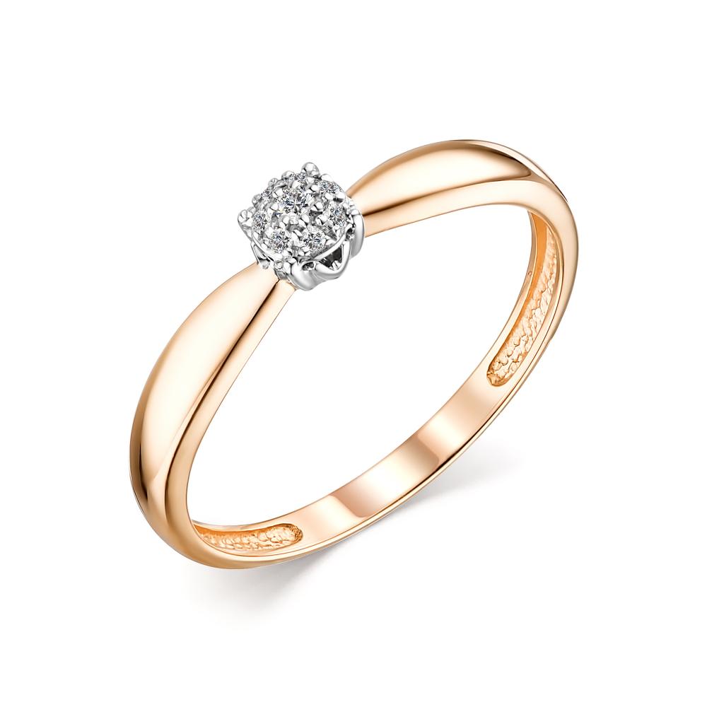 Золотое кольцо АЛЬКОР 13743-100 с бриллиантом