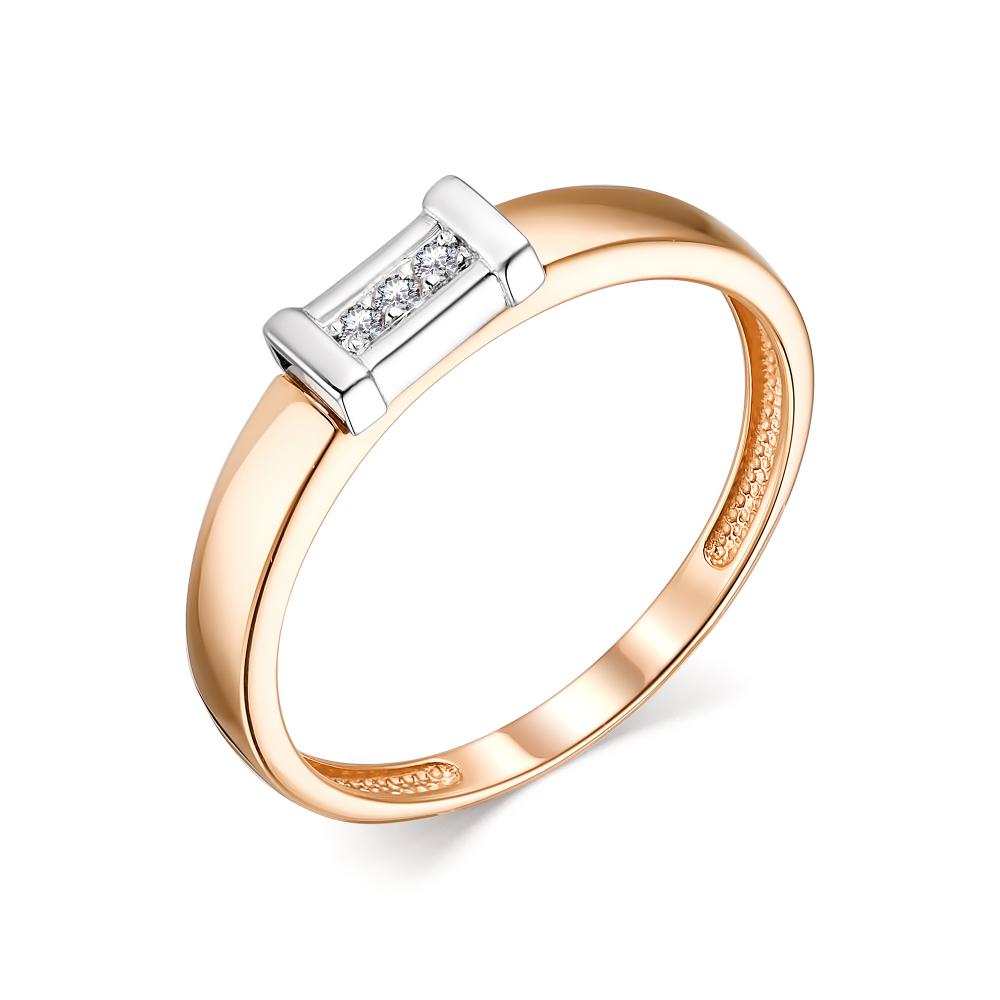Золотое кольцо АЛЬКОР 13758-100 с бриллиантом