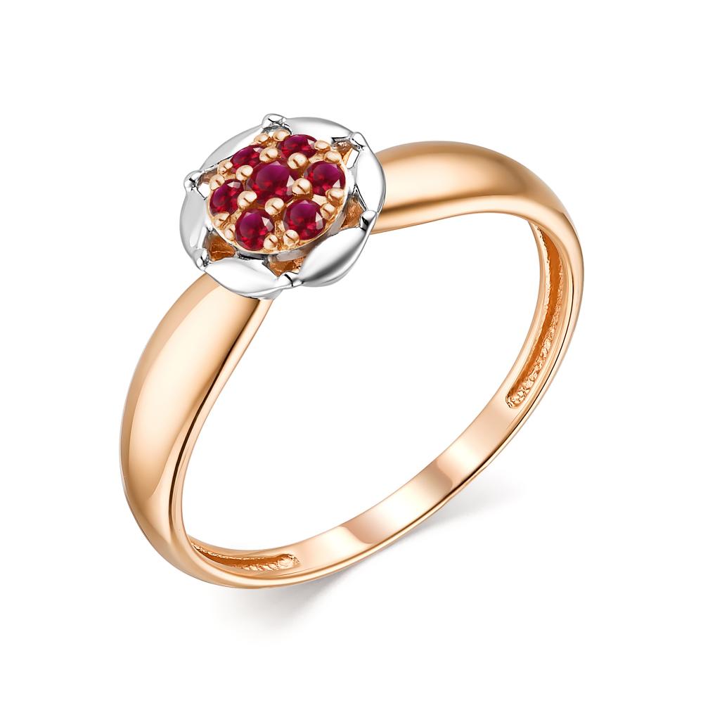 Золотое кольцо АЛЬКОР 13759-103 с рубином