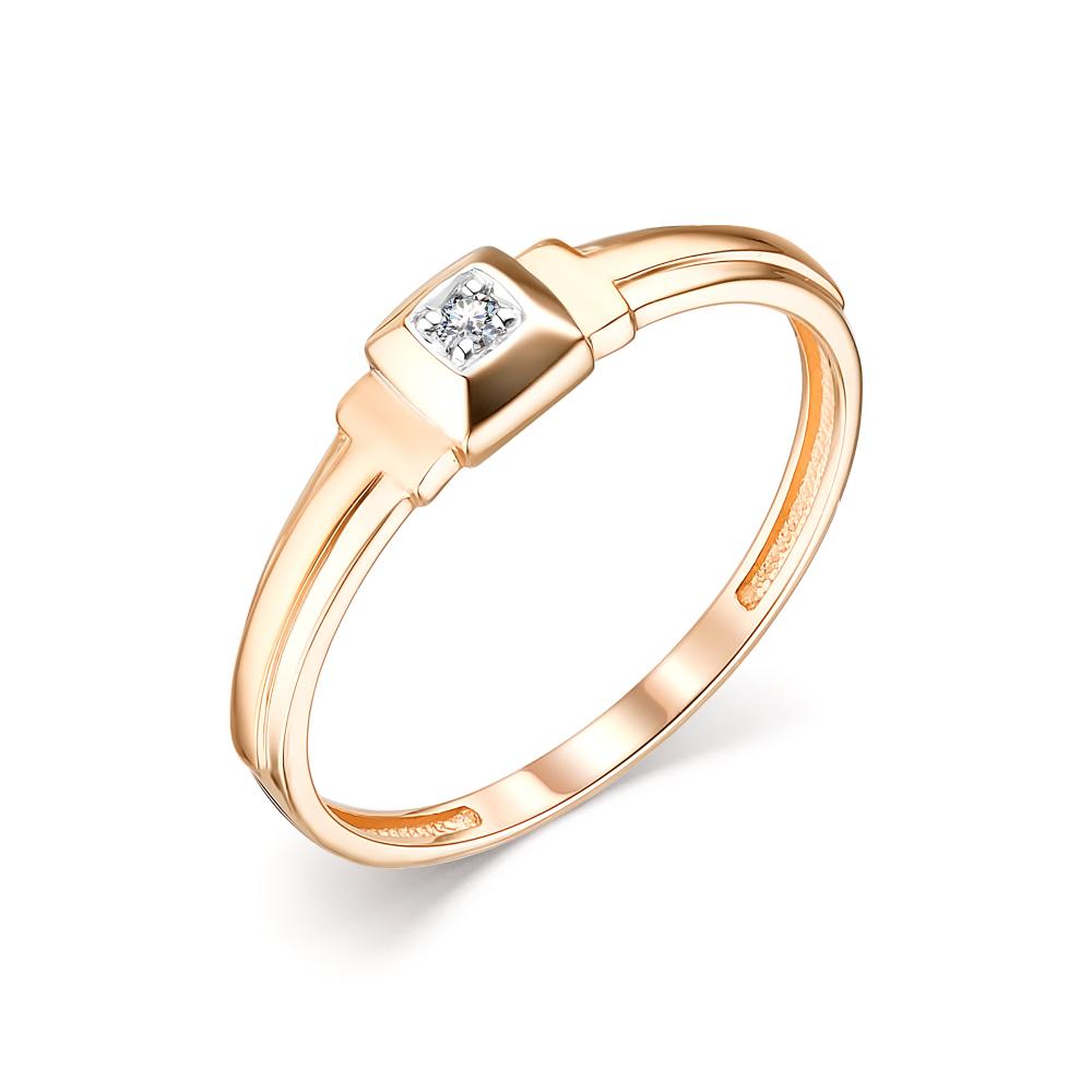 Золотое кольцо АЛЬКОР 13789-100 с бриллиантом