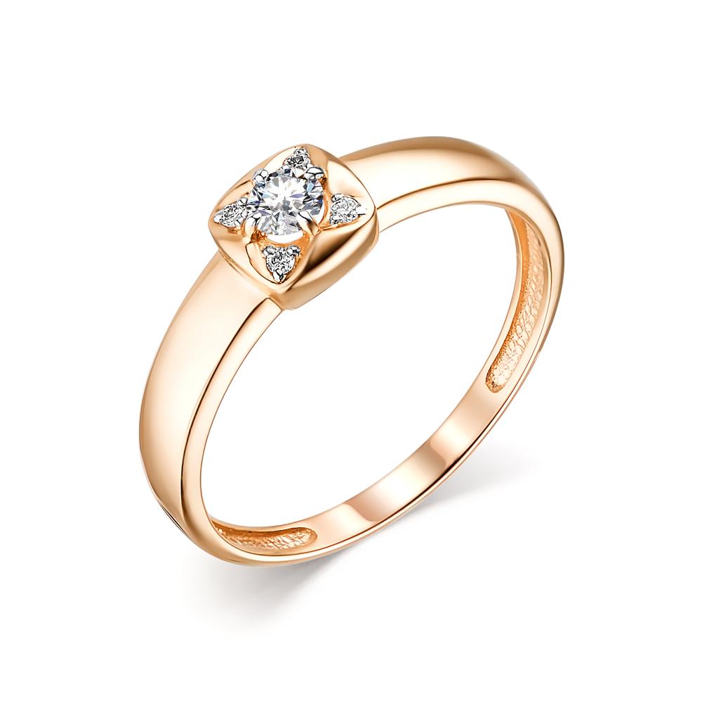Золотое кольцо АЛЬКОР 13805-100 с бриллиантом