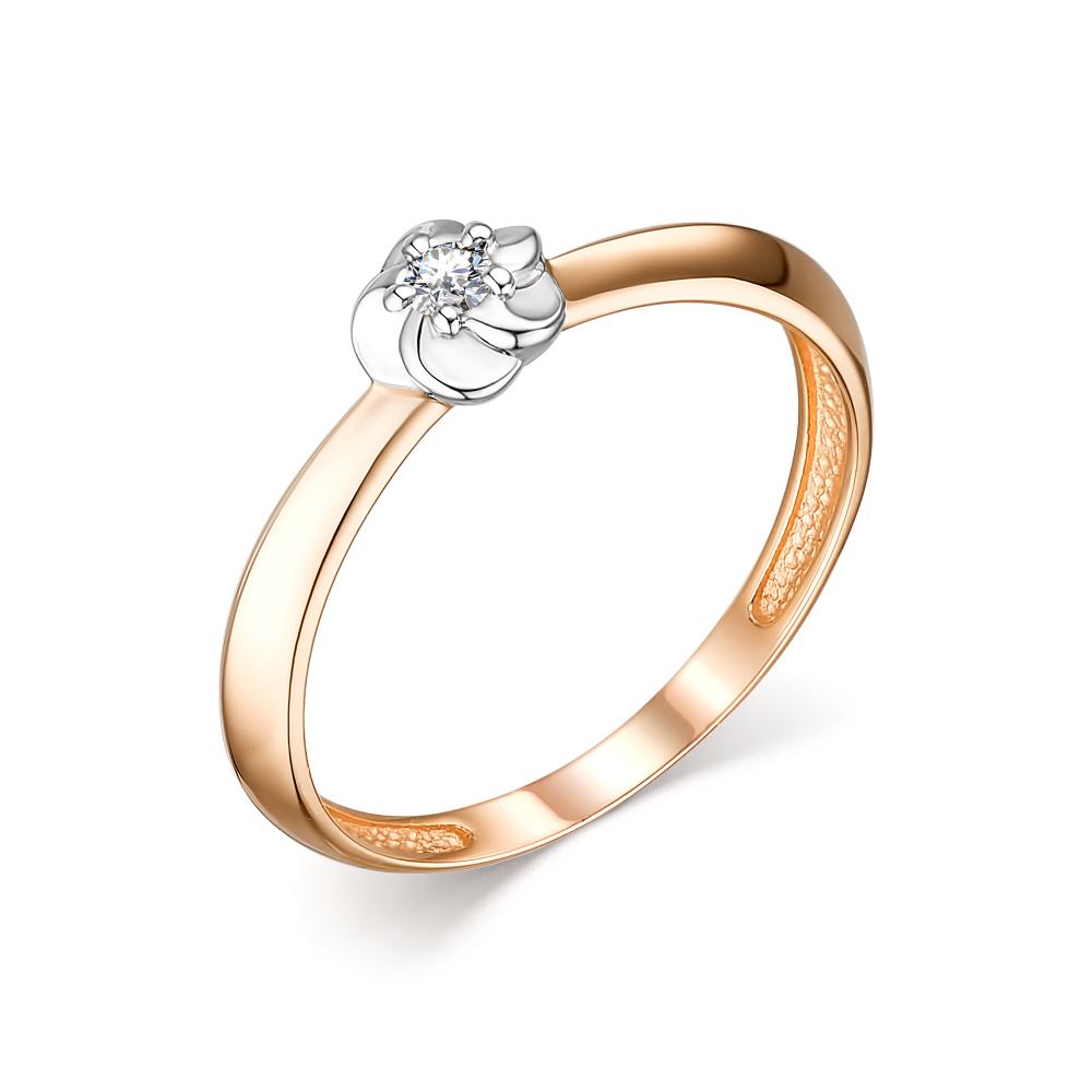 Золотое кольцо АЛЬКОР 13811-100 с бриллиантом
