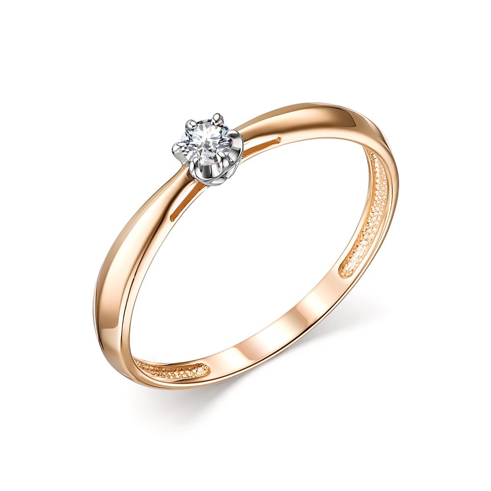 Золотое кольцо АЛЬКОР 13823-100 с бриллиантом