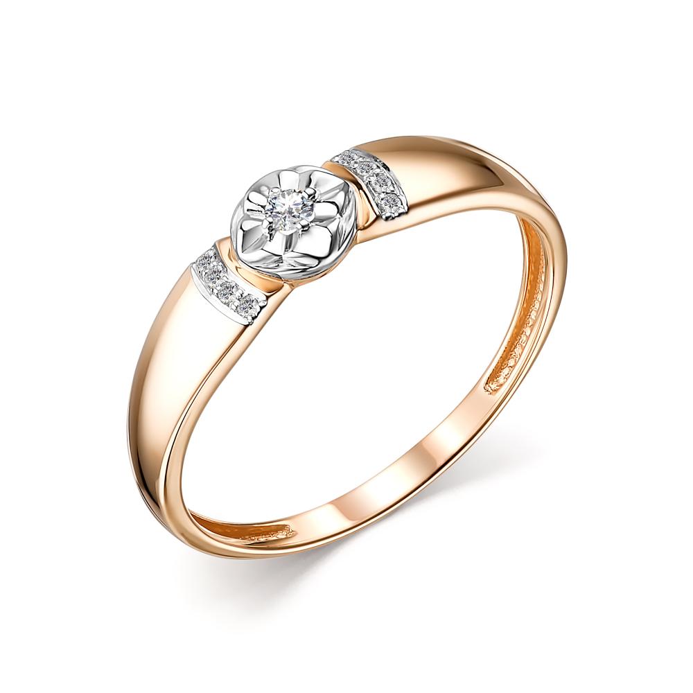 Золотое кольцо АЛЬКОР 13828-100 с бриллиантом