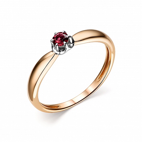 Золотое кольцо АЛЬКОР 13938-103 с рубином