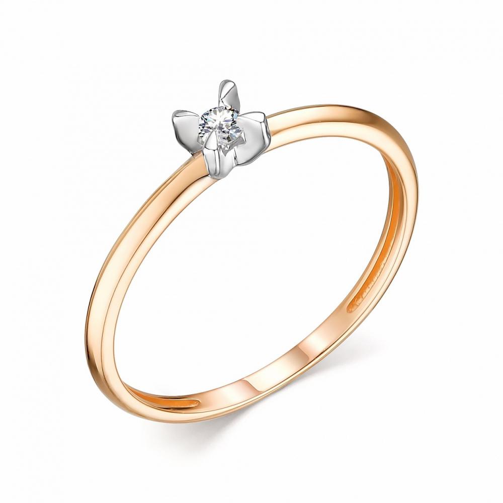 Золотое кольцо АЛЬКОР 13998-100 с бриллиантом