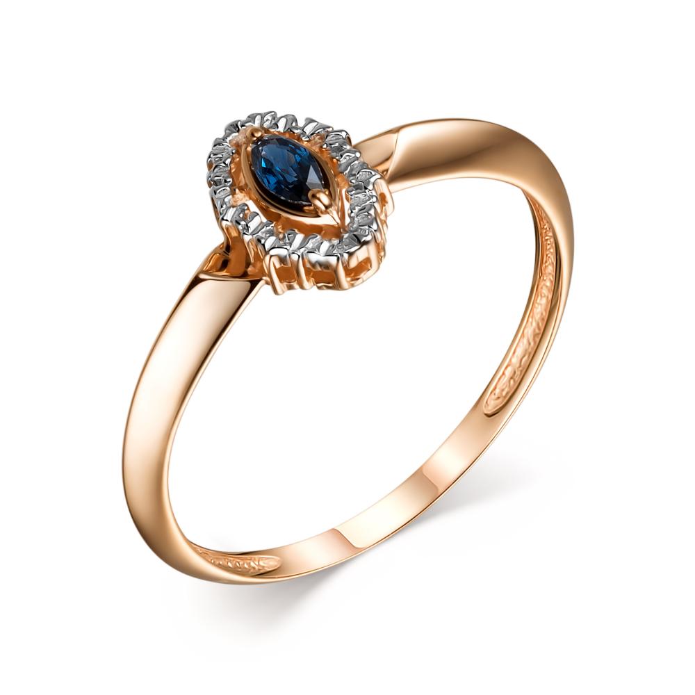 Золотое кольцо АЛЬКОР 14008-102 с сапфиром