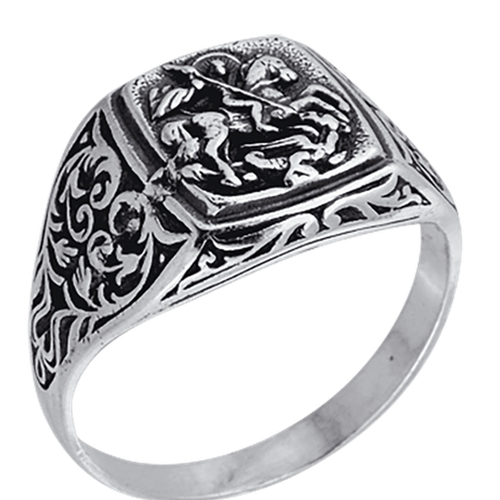 Серебряное кольцо Великомученик Георгий Победоносец ЮЗ Елизавета 14009