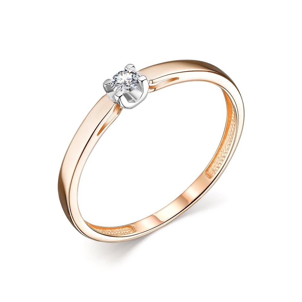 Золотое кольцо АЛЬКОР 14034-100 с бриллиантом