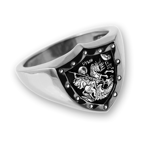 Серебряное кольцо Великомученик Георгий Победоносец ЮЗ Елизавета 14037