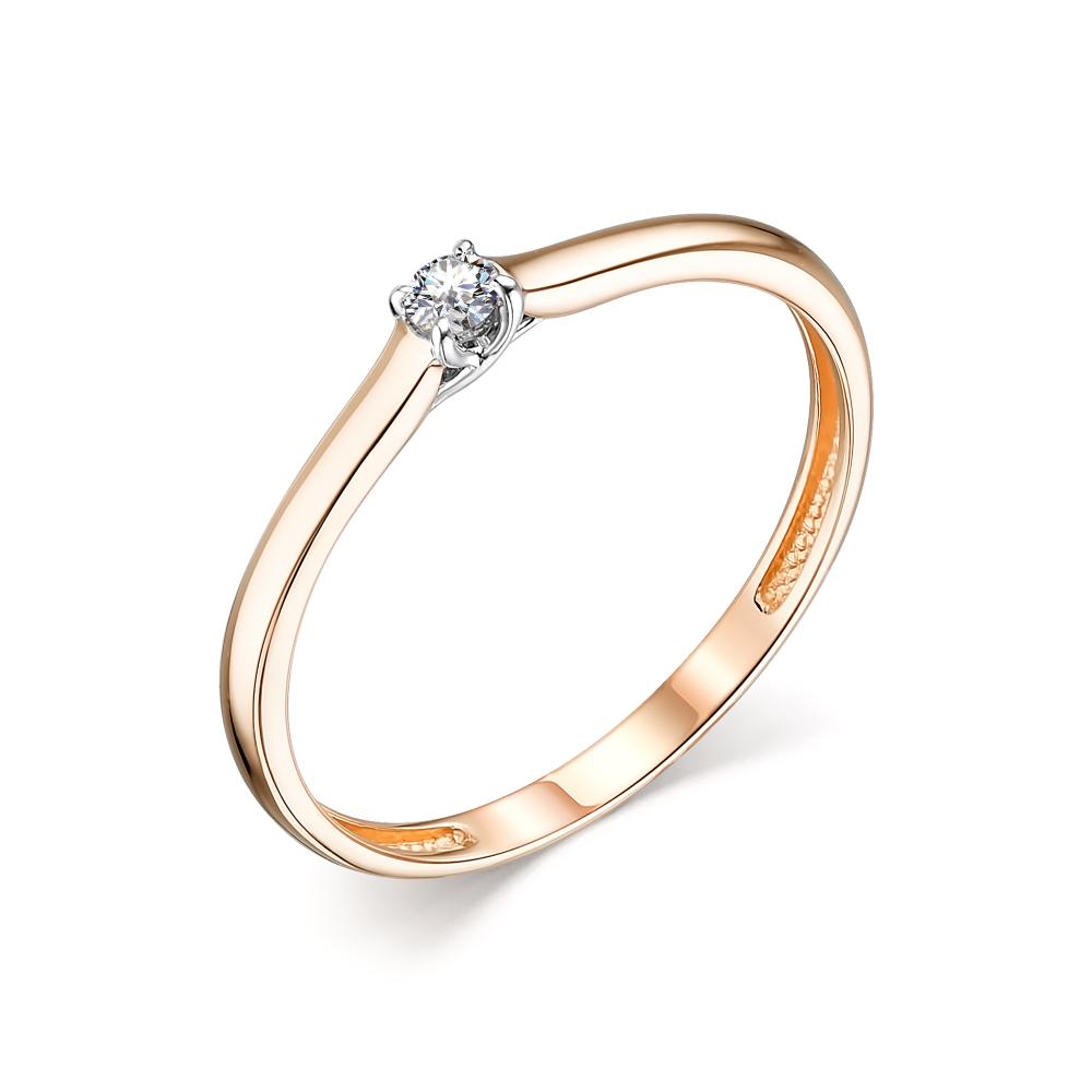 Золотое кольцо АЛЬКОР 14040-100 с бриллиантом