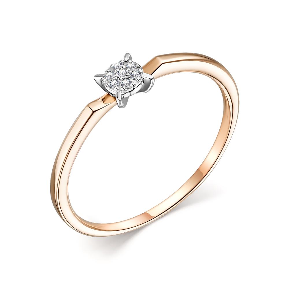 Золотое кольцо АЛЬКОР 14045-100 с бриллиантом