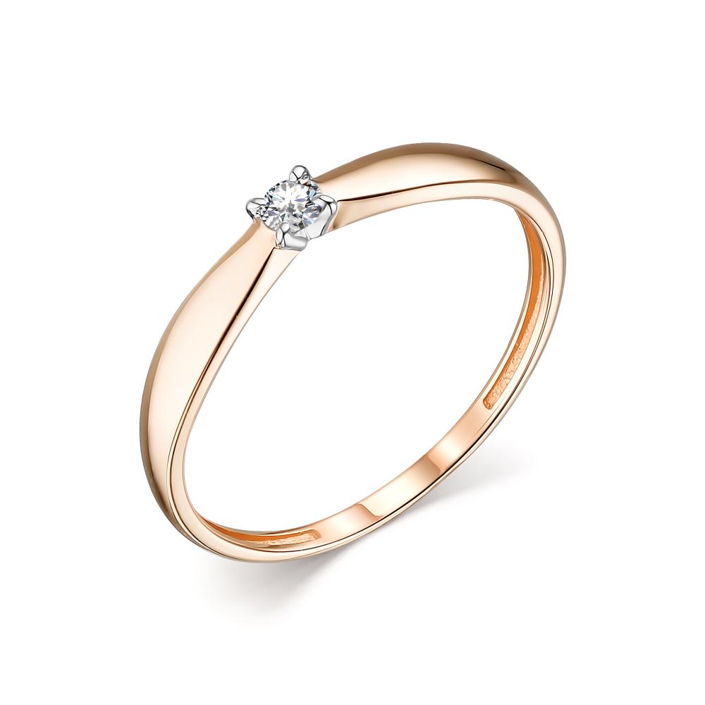 Золотое кольцо АЛЬКОР 14055-100 с бриллиантом