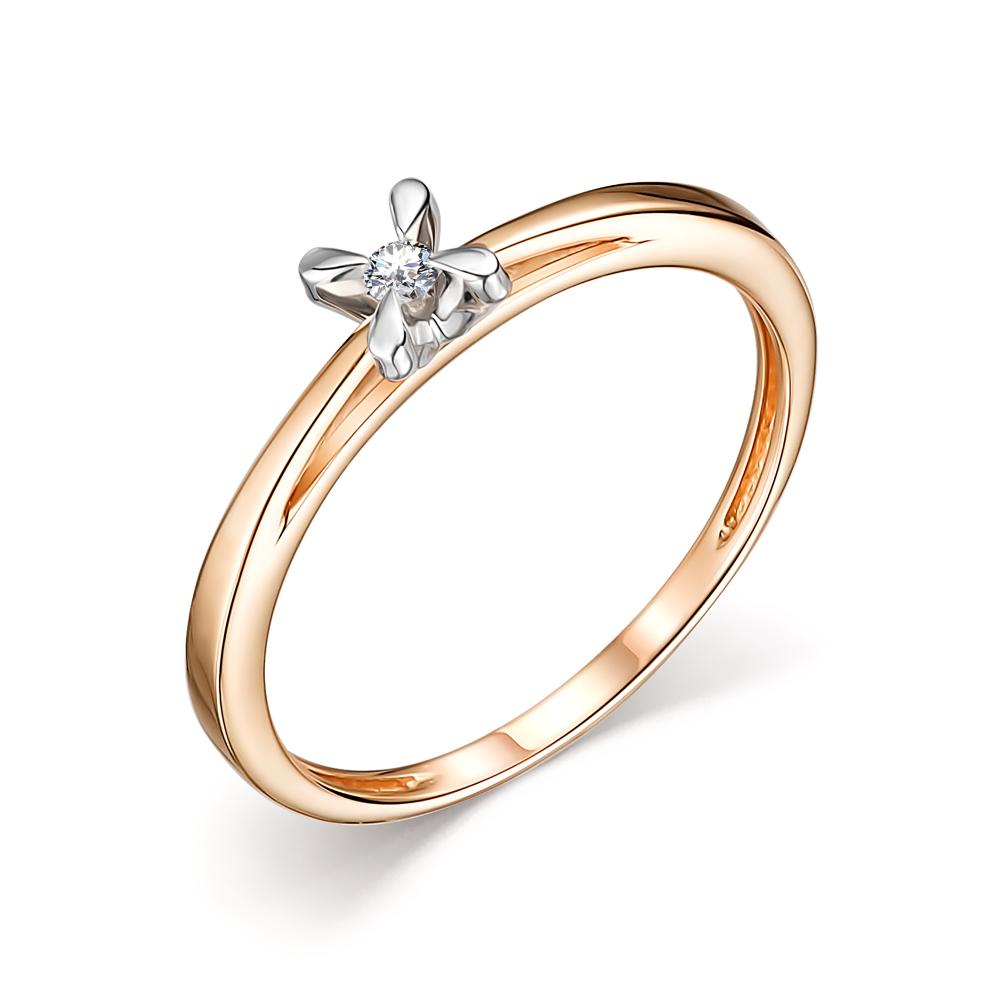 Золотое кольцо АЛЬКОР 14190-100 с бриллиантом