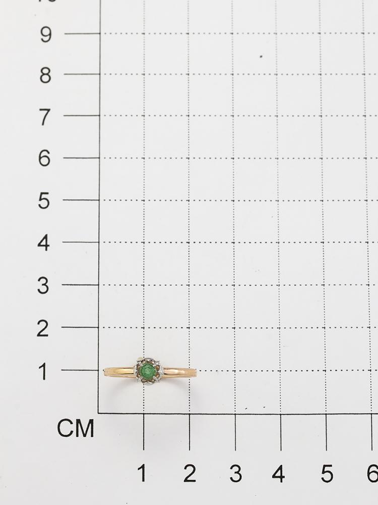 Золотое кольцо АЛЬКОР 14191-101 с бриллиантом и изумрудом