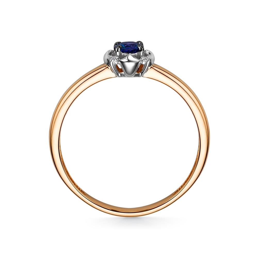 Золотое кольцо АЛЬКОР 14191-102 с бриллиантом и сапфиром