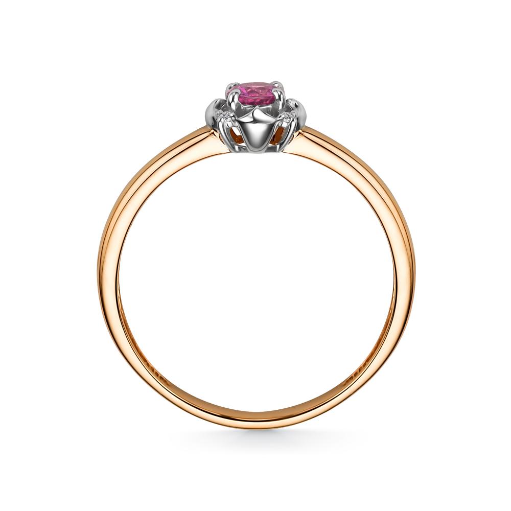 Золотое кольцо АЛЬКОР 14191-103 с бриллиантом и рубином