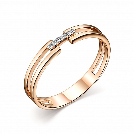 Золотое кольцо АЛЬКОР 14223-100 с бриллиантом