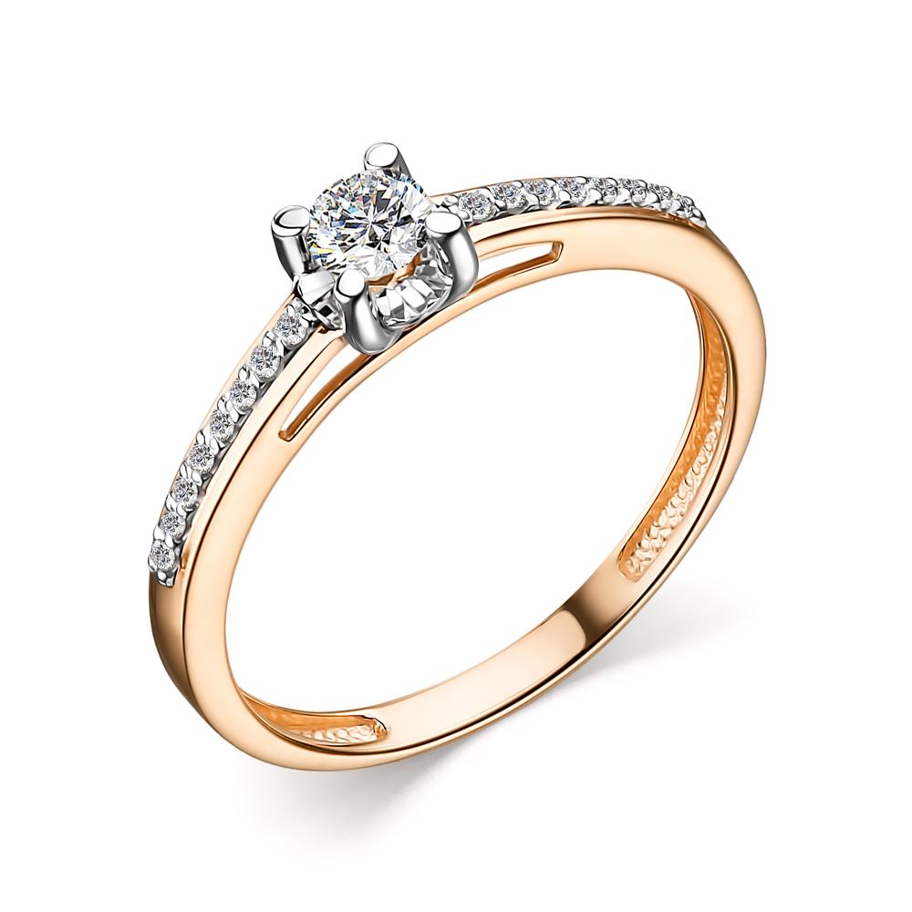 Золотое кольцо АЛЬКОР 14231-100 с бриллиантом