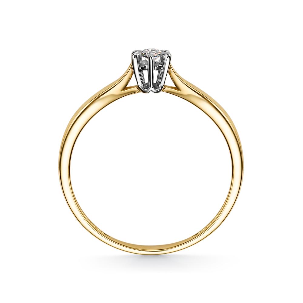 Кольцо из лимонного золота АЛЬКОР 14240-300 с бриллиантом