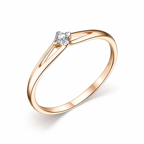 Золотое помолвочное кольцо АЛЬКОР с бриллиантом 14268-100