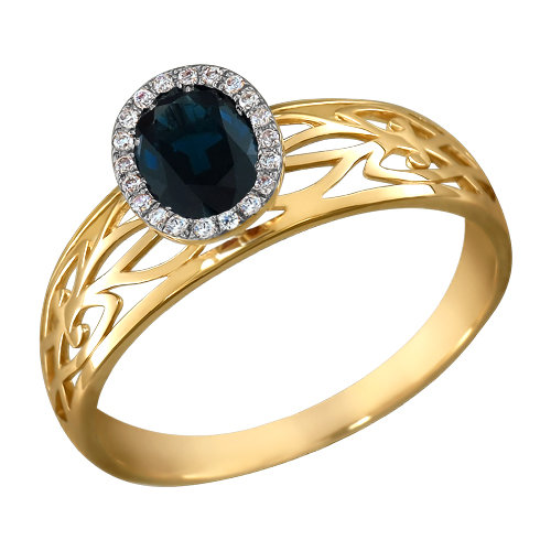 Золотое кольцо SOKOLOV 2010855 с бриллиантом и сапфиром