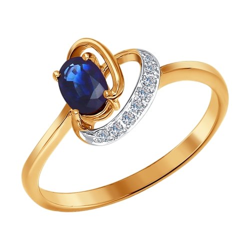 Золотое кольцо SOKOLOV 2010901 с бриллиантом и сапфиром