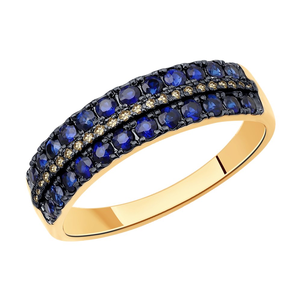 Золотое кольцо SOKOLOV 2011062 с бриллиантом и сапфиром