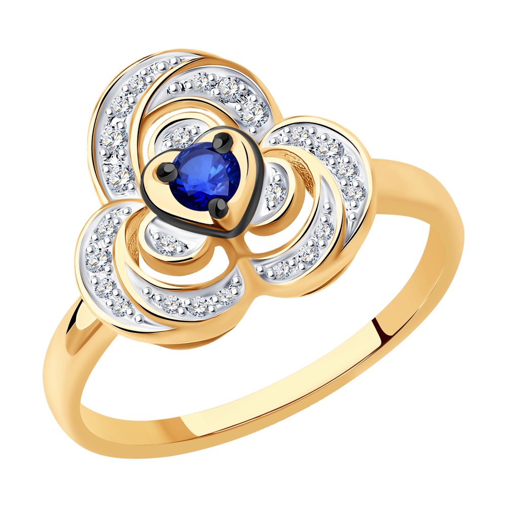 Золотое кольцо SOKOLOV 2011168 с бриллиантом и сапфиром