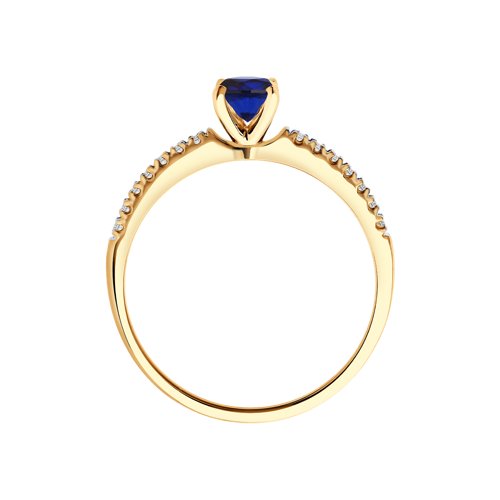 Золотое кольцо SOKOLOV 2011169 с бриллиантом и сапфиром